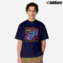 Men’s Rolling Stones Steel Wheels Tour 89 Classic T-Shirt in navy | Soft, Breathable Everyday Wear