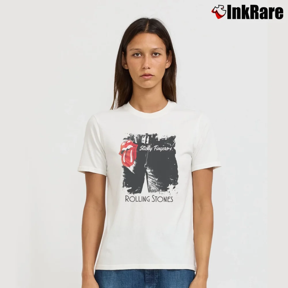 Women’s Rolling Stones Sticky Fingers Signature T-Shirt in white | Soft, Flattering Fit