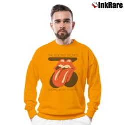 Men’s Rolling Stones Sucking In The Seventies Classic Crewneck Sweatshirt in orange | Cozy Fabric, Clean Style