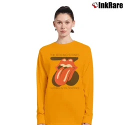 Women’s Rolling Stones Sucking In The Seventies for Classic Rock Fans Long-Sleeve Top in orange | Sleek, Versatile, All-Season