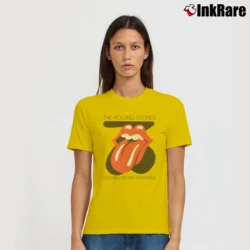 Women’s Rolling Stones Sucking In The Seventies for Classic Rock Fans Signature T-Shirt in yellow | Soft, Flattering Fit