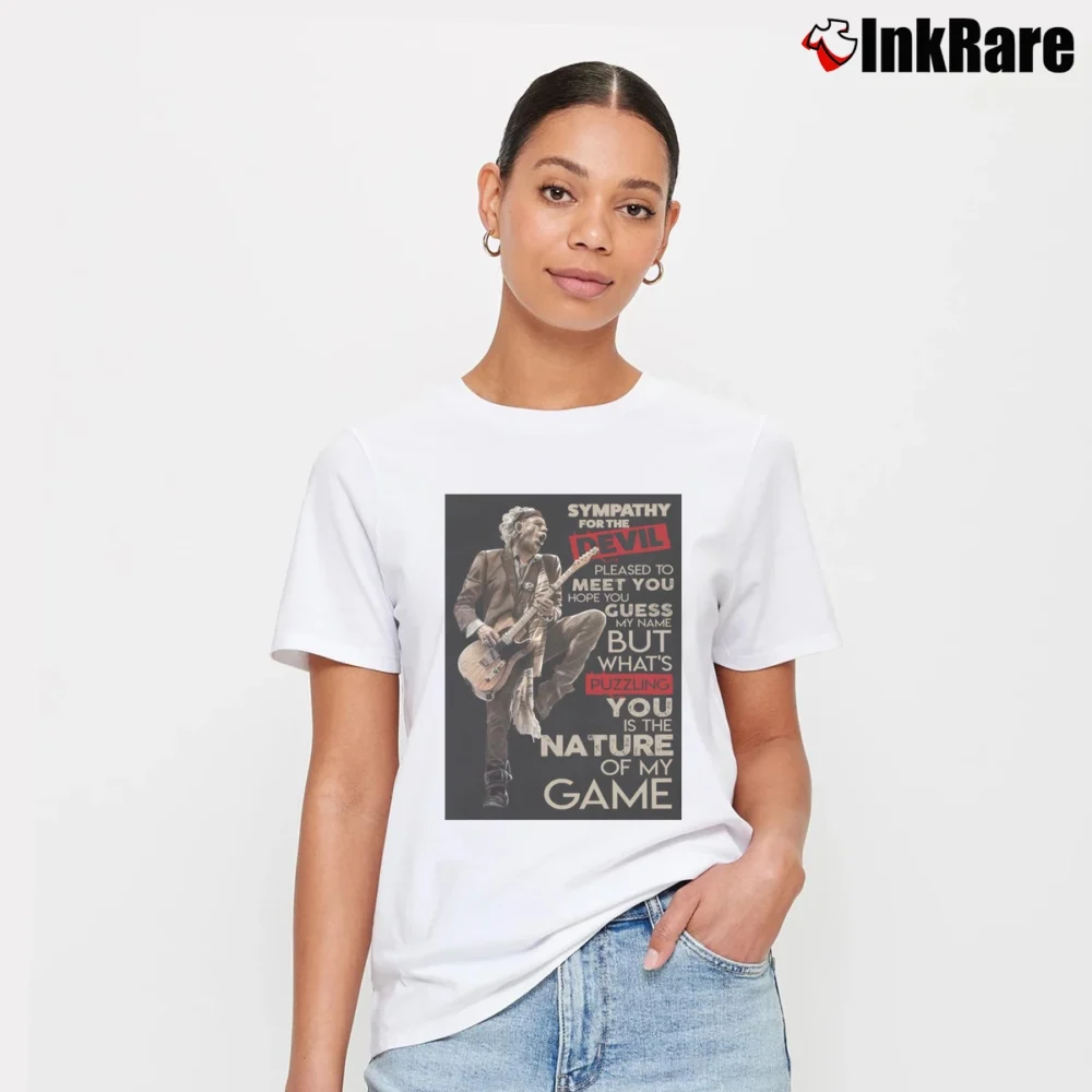 Women’s Rolling Stones Sympathy For The Devil Keith Richards Signature T-Shirt in white | Soft, Flattering Fit