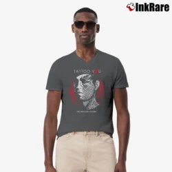 Men’s Rolling Stones Tattoo You Album for Classic Rock Fans V-Neck Tee in charcoal | Sharp, Breathable, Everyday Staple