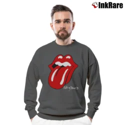 Men’s Rolling Stones The North American Tour 1989 Original Vintage Rock Crewneck Sweatshirt in charcoal | Cozy Fabric, Clean Style
