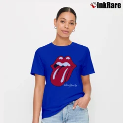 Women’s Rolling Stones The North American Tour 1989 Original Vintage Rock Signature T-Shirt in royal blue | Soft, Flattering Fit