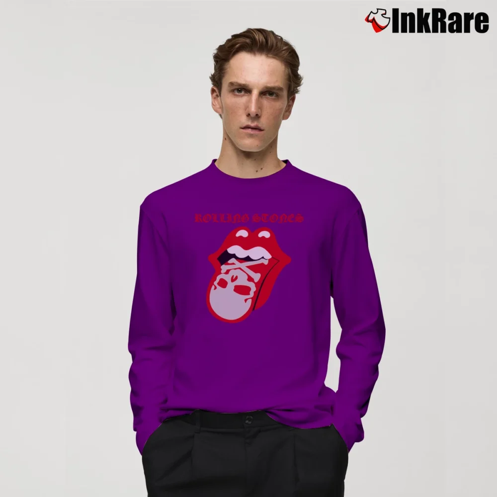 Men’s Rolling Stones Tongue And Skull Long-Sleeve Shirt in purple | Sleek, Lightweight, Year-Round Wear