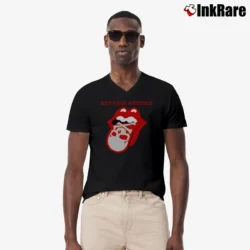 Men’s Rolling Stones Tongue And Skull V-Neck Tee in black | Sharp, Breathable, Everyday Staple