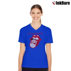 Women’s Rolling Stones Tongue And Skull V-Neck Tee in royal blue | Chic Neckline, Soft Texture