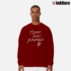 Men’s Rolling Stones Torn And Frayed for Classic Rock Fans Long-Sleeve Shirt in maroon | Sleek, Lightweight, Year-Round Wear