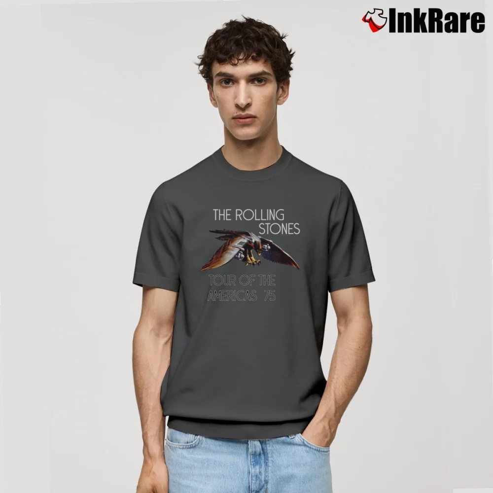 Men’s Rolling Stones Tour of Americas 1975 Classic T-Shirt in charcoal | Soft, Breathable Everyday Wear