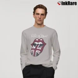 Men’s Rolling Stones Union Jack Tongue Logo Long-Sleeve Shirt in sport grey | Sleek, Lightweight, Year-Round Wear