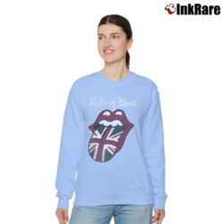 Women’s Rolling Stones Union Jack Tongue Logo Relaxed Sweatshirt in light blue | Soft, Laid-Back Vibe
