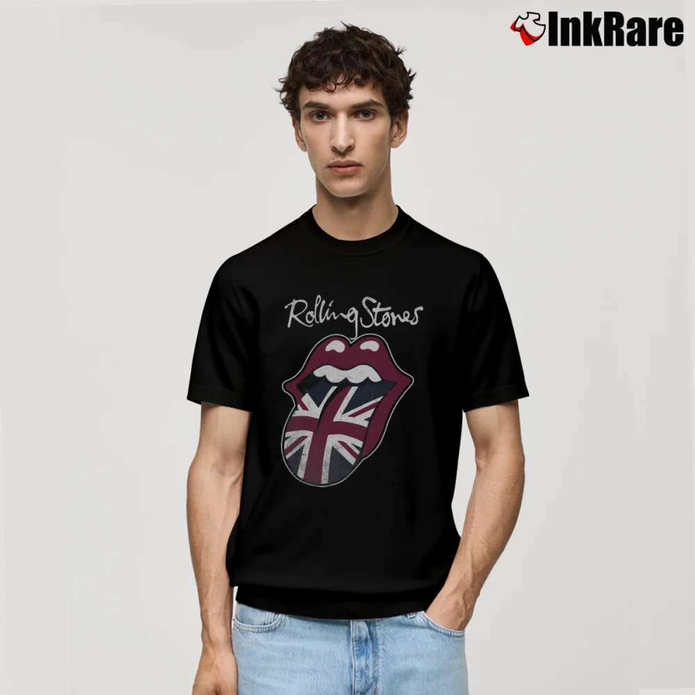 Men’s Rolling Stones Union Jack Tongue Logo Classic T-Shirt in black | Soft, Breathable Everyday Wear