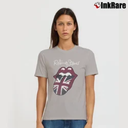 Women’s Rolling Stones Union Jack Tongue Logo Signature T-Shirt in sport grey | Soft, Flattering Fit