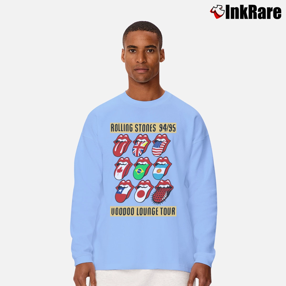 Men’s Rolling Stones Voodoo Lounge Tour 94 95 Long-Sleeve Shirt in light blue | Sleek, Lightweight, Year-Round Wear