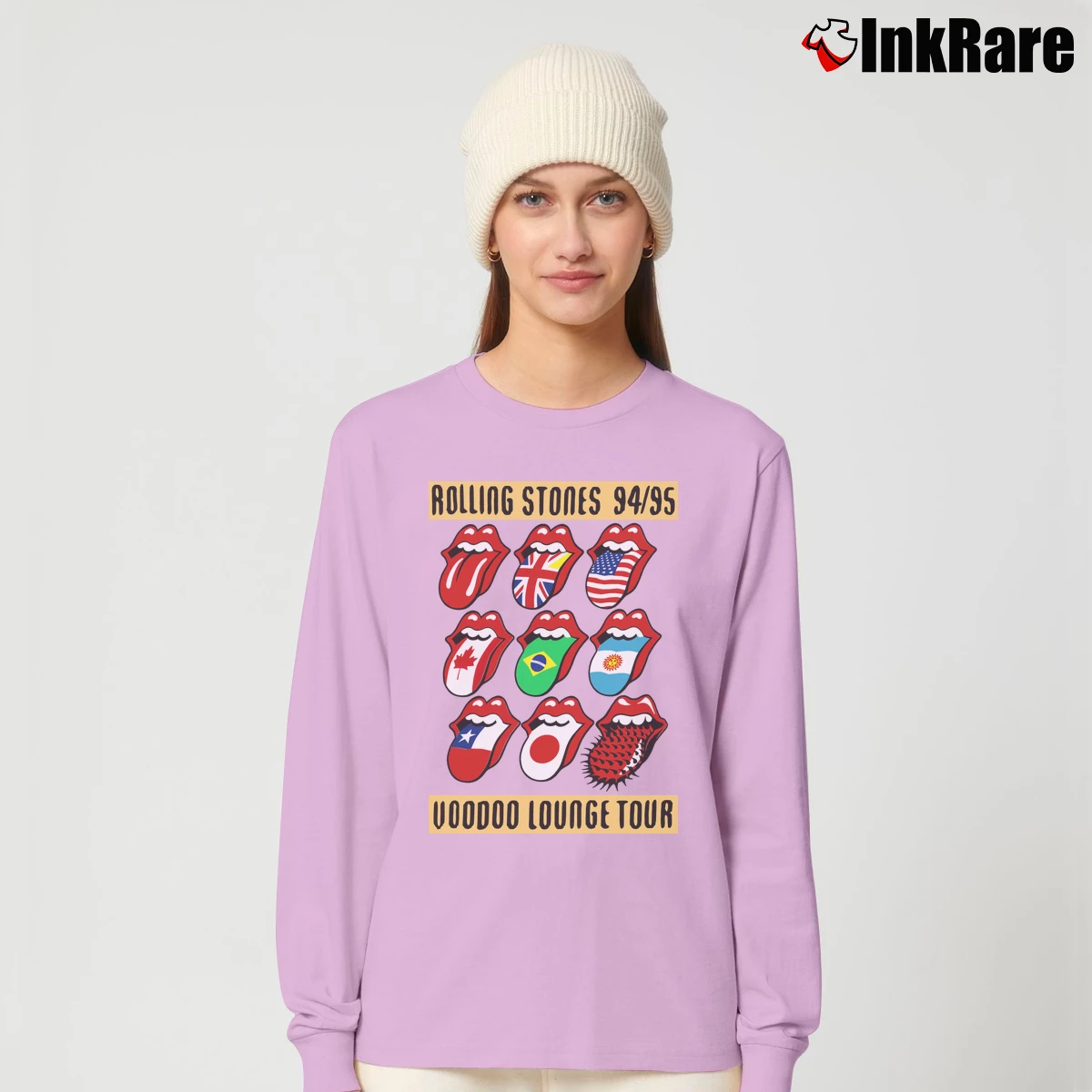 Women’s Rolling Stones Voodoo Lounge Tour 94 95 Long-Sleeve Top in light pink | Sleek, Versatile, All-Season