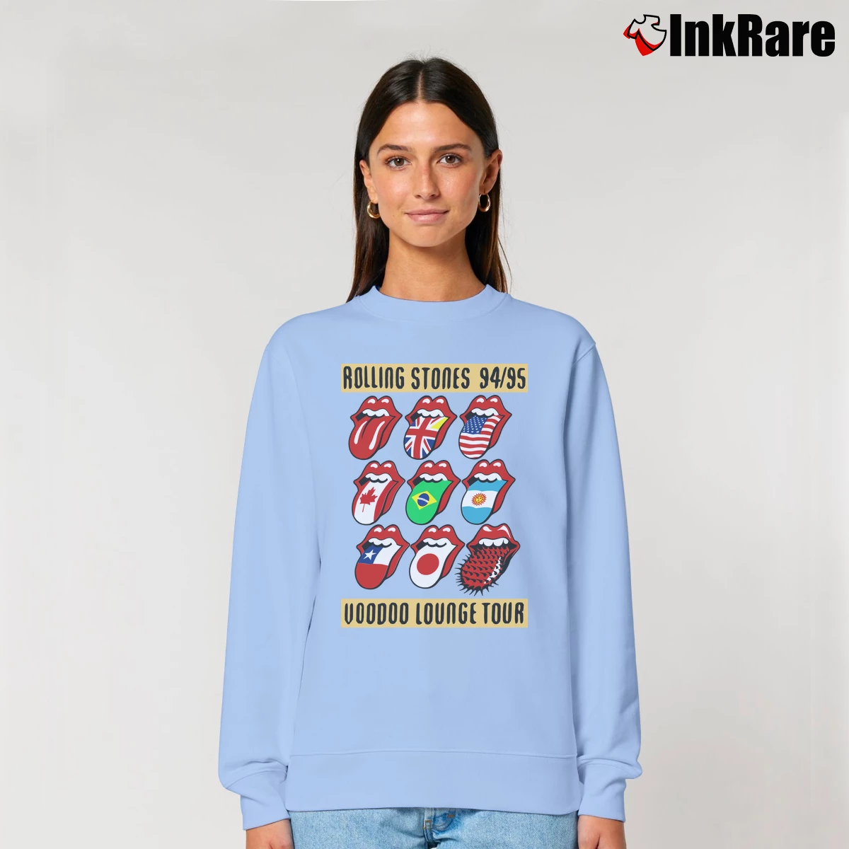 Women’s Rolling Stones Voodoo Lounge Tour 94 95 Relaxed Sweatshirt in light blue | Soft, Laid-Back Vibe