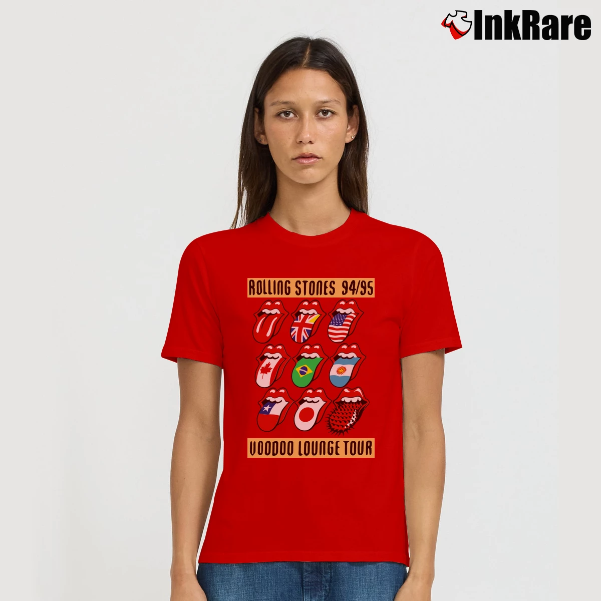 Women’s Rolling Stones Voodoo Lounge Tour 94 95 Signature T-Shirt in red | Soft, Flattering Fit