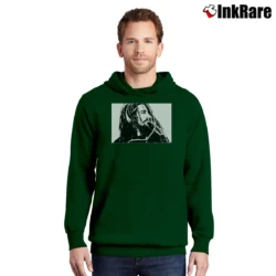 Men’s Rolling Stones With British Flag Over Us Pullover Hoodie in forest green | Cozy, Durable, Modern Fit