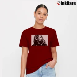 Women’s Rolling Stones With British Flag Over Us Signature T-Shirt in maroon | Soft, Flattering Fit