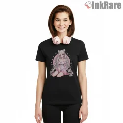 Romantic Moonlight Valentine Fan Art Shirt on black short sleeve shirt for women graphic tee