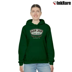 Women’s Ron Jon Graphic Product Cozy Hoodie in forest green | Warm, Structured, Stylish