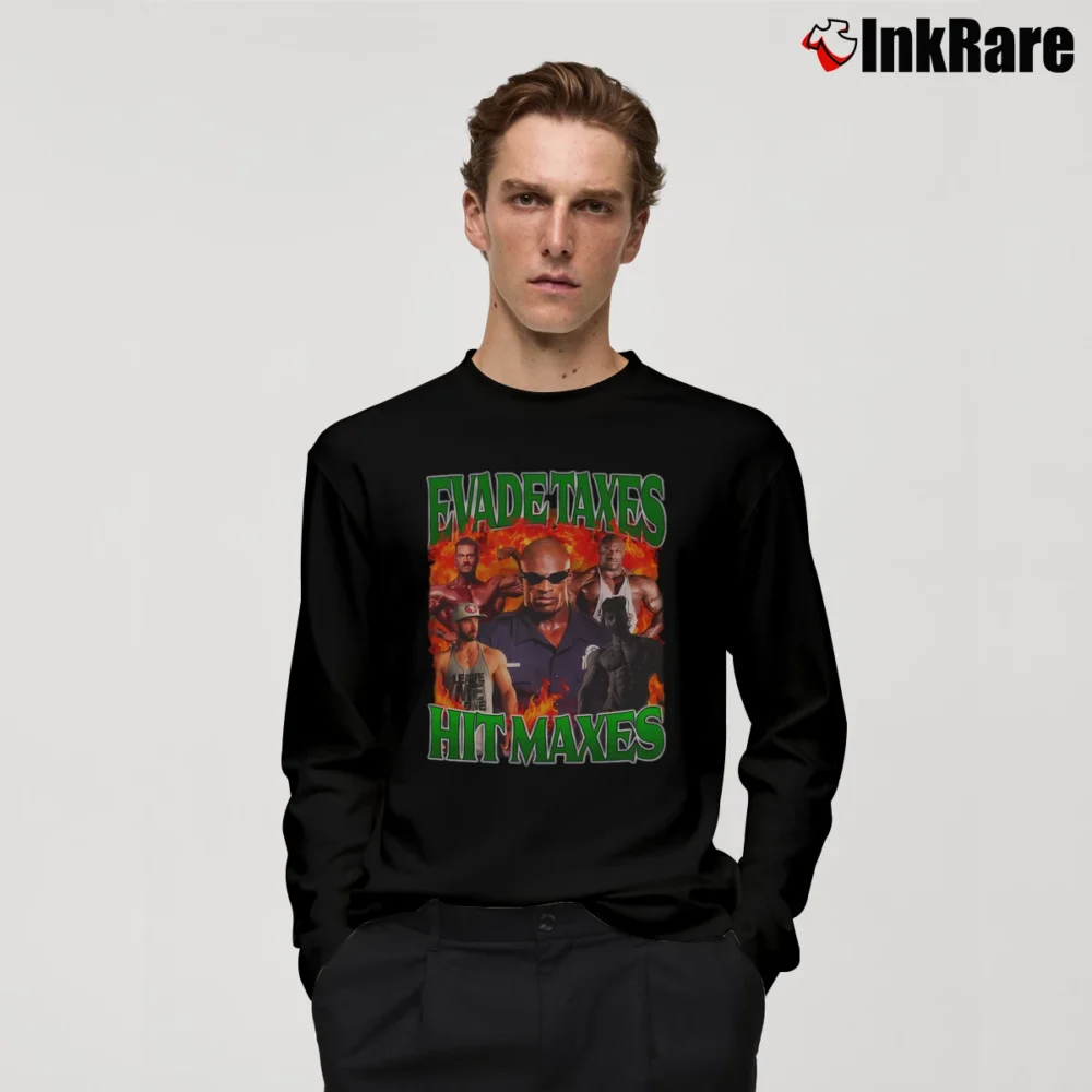 Men’s Ronnie Coleman Hit Maxes Evade Taxes for Bodybuilding Fans Long-Sleeve Shirt in black | Sleek, Lightweight, Year-Round Wear