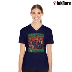 Women’s Ronnie Coleman Hit Maxes Evade Taxes for Bodybuilding Fans V-Neck Tee in navy | Chic Neckline, Soft Texture
