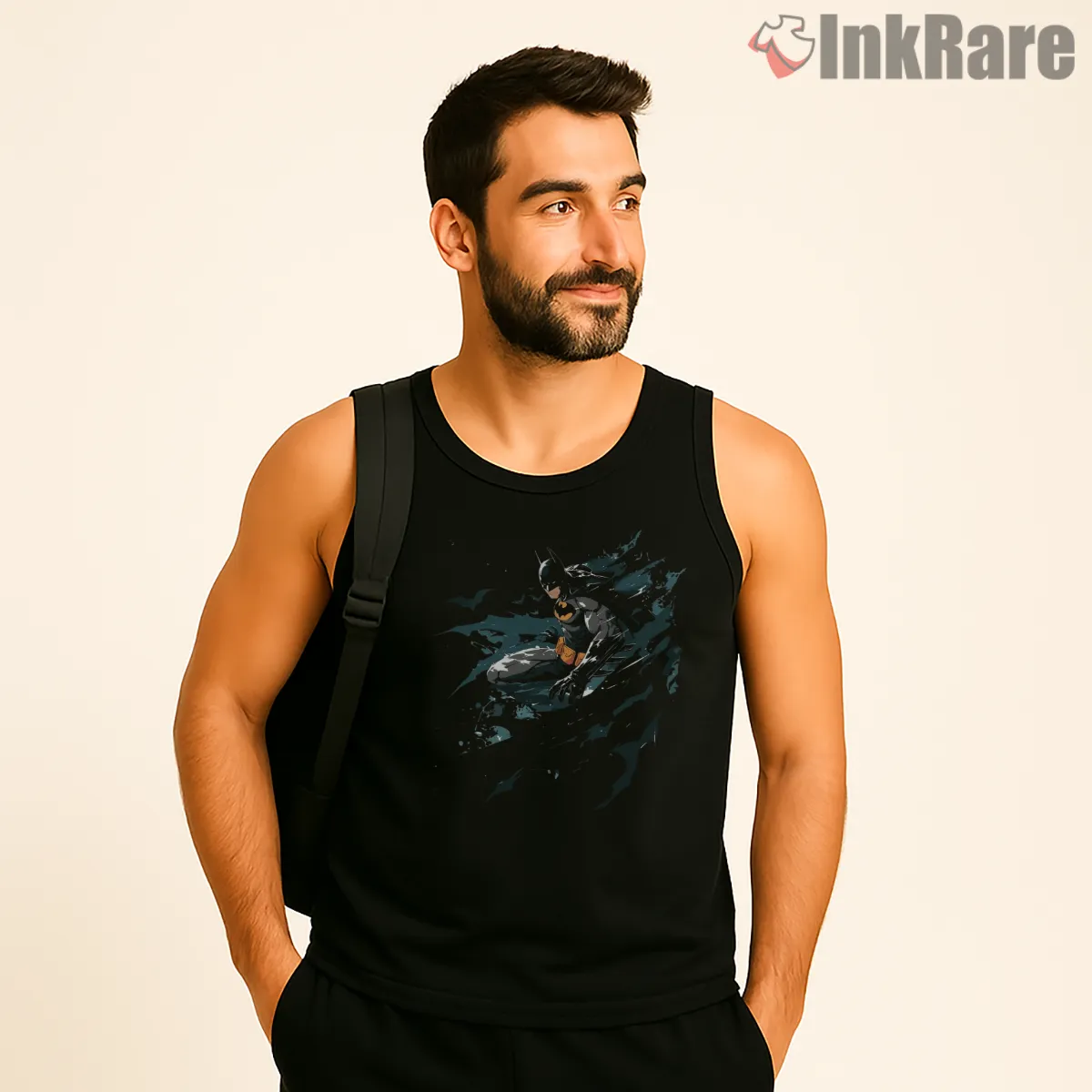 Rooftop Slide Midnight Strike Batman Tank Top Black Rooftop Slide Midnight Strike Batman Shirt on black tank top for men graphic tee