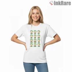 Roronoa Zoro Chibi Expression Grid Anime Shirt on white short sleeve shirt for women graphic tee