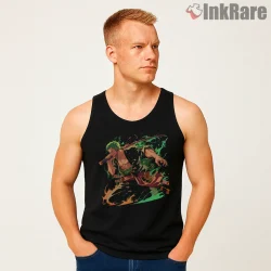 Roronoa Zoro Three Sword Warrior Anime Shirt on black tank top for men graphic tee