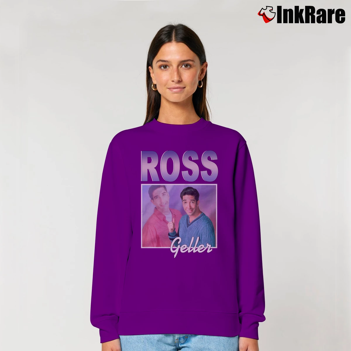Women’s Ross Geller Friends 90s Homage Relaxed Sweatshirt in purple | Soft, Laid-Back Vibe