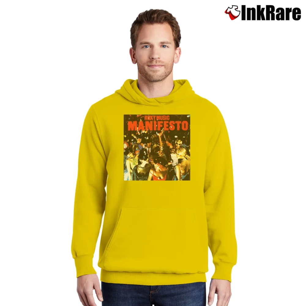 Men’s Roxy Music Manifesto Album Band Pullover Hoodie in yellow | Cozy, Durable, Modern Fit