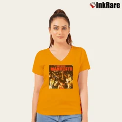 Women’s Roxy Music Manifesto Album Band V-Neck Tee in orange | Chic Neckline, Soft Texture