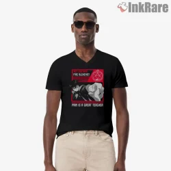 Roy Mustang Flame Alchemist Red Panel Anime Shirt on black v-neck shirt for men graphic tee