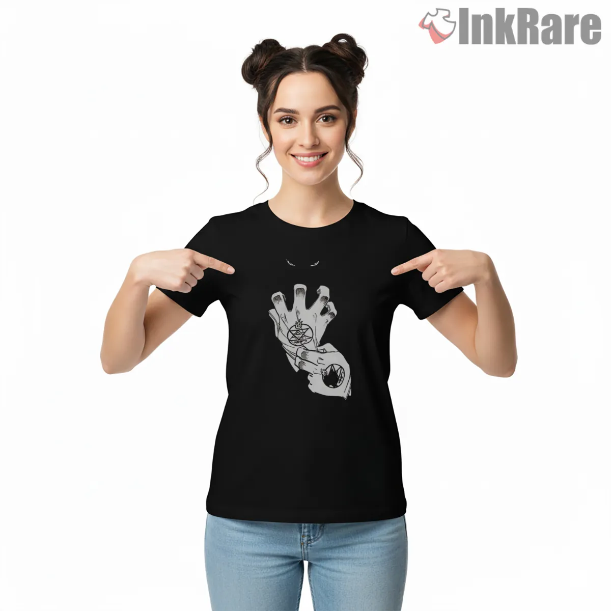 Roy Mustang Flame Hand Symbol Minimal Anime Short Sleeve Black Roy Mustang Flame Hand Symbol Minimal Anime Shirt on black short sleeve shirt for women graphic tee