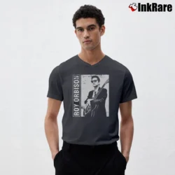 Men’s roy orbison vintage classic rock legend V-Neck Tee in charcoal | Sharp, Breathable, Everyday Staple