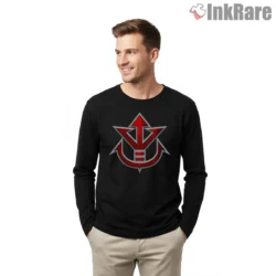 Royal Saiyan Battle Crest Emblem Shirt on black long sleeve shirt for men graphic tee