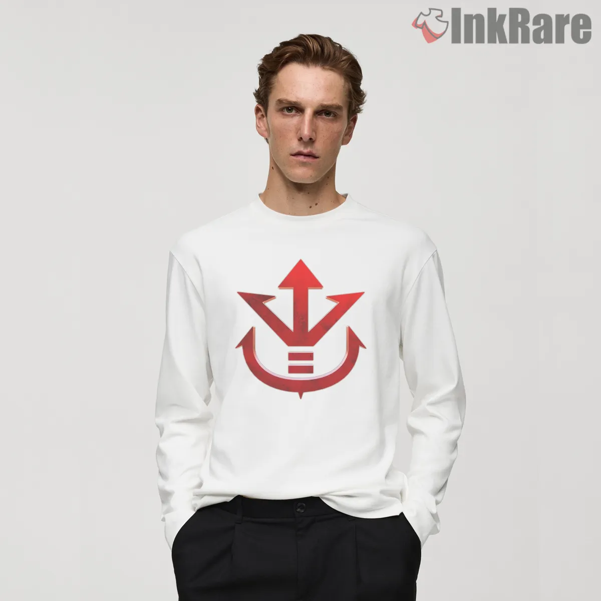Royal Saiyan Crest Symbol Minimalist Shirt on white long sleeve shirt for men graphic tee