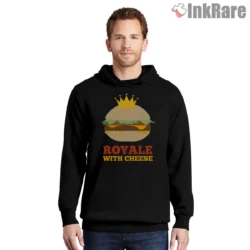Royale With Cheese Crowned Burger Shirt on black hoodie for men graphic tee