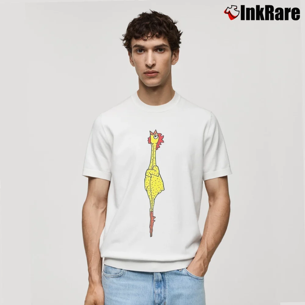 Men’s Rubber Chicken Funny Joke Gag Classic T-Shirt in white | Soft, Breathable Everyday Wear