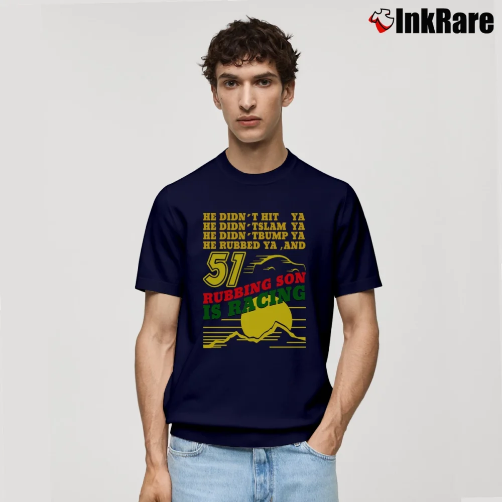 Men’s Rubbing Son Is Racing Funny Motorsport Classic T-Shirt in navy | Soft, Breathable Everyday Wear