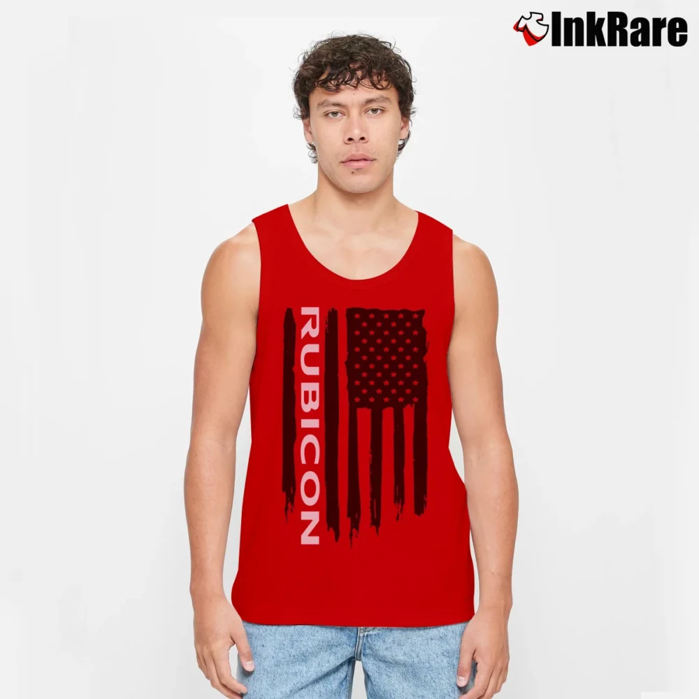 Men’s Rubicon American Flag Tank Top in red | Breathable, Active-Friendly Design