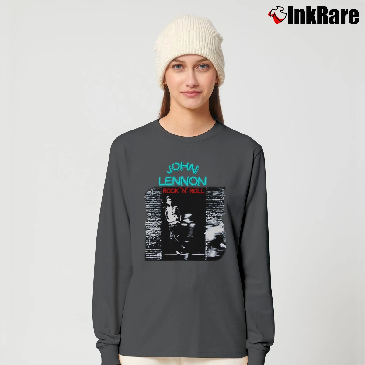 Women’s Rude Riders Cafe Racer Vintage Biker Long-Sleeve Top in charcoal | Sleek, Versatile, All-Season