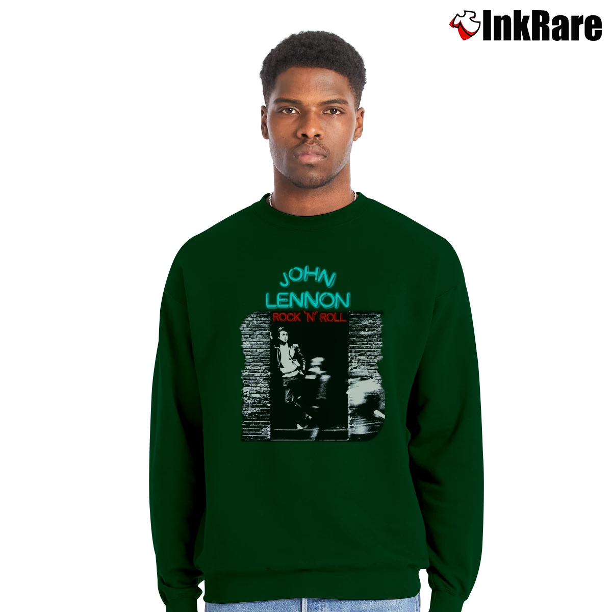 Men’s Rude Riders Cafe Racer Vintage Biker Crewneck Sweatshirt in forest green | Cozy Fabric, Clean Style