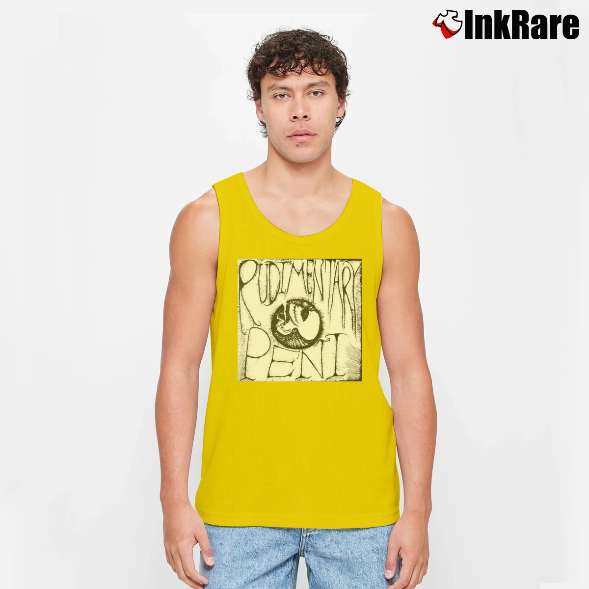 Men’s Rudimentary Peni Nick Blinko Punk Band Tank Top in yellow | Breathable, Active-Friendly Design