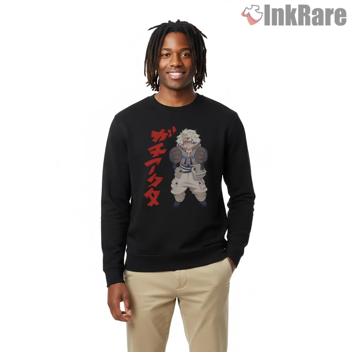 Rudo Bold Typography Character Front Anime Shirt on graphic shirt for men graphic tee