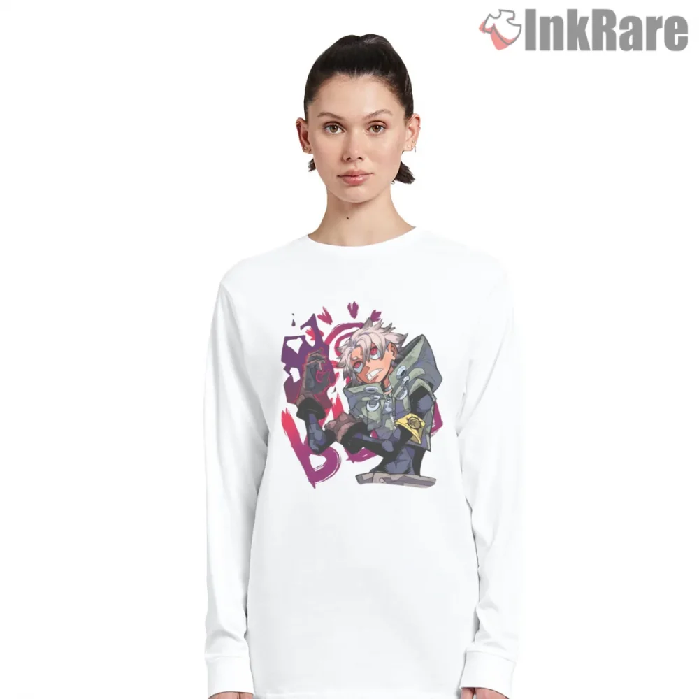Rudo Chibi Style Color Splash Anime Shirt on white long sleeve shirt for women graphic tee