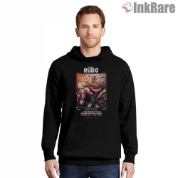 Rudo Close Portrait Intense Glow Dark Anime Shirt on black hoodie for men graphic tee
