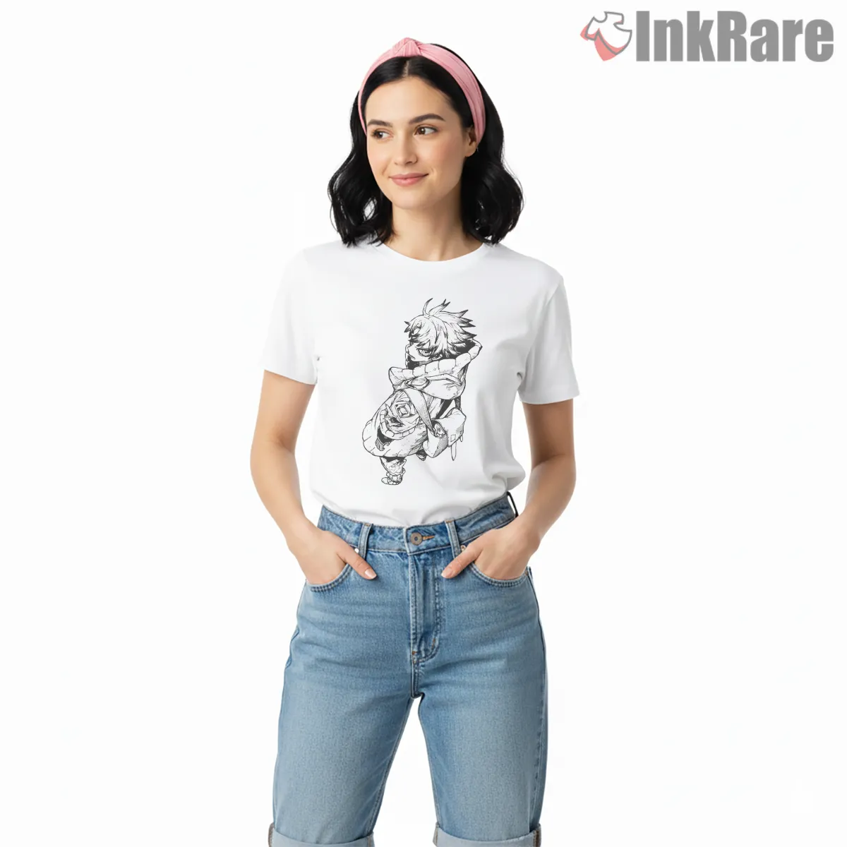 Rudo Dynamic Sketch Pose Minimal Anime Shirt on white short sleeve shirt for women graphic tee